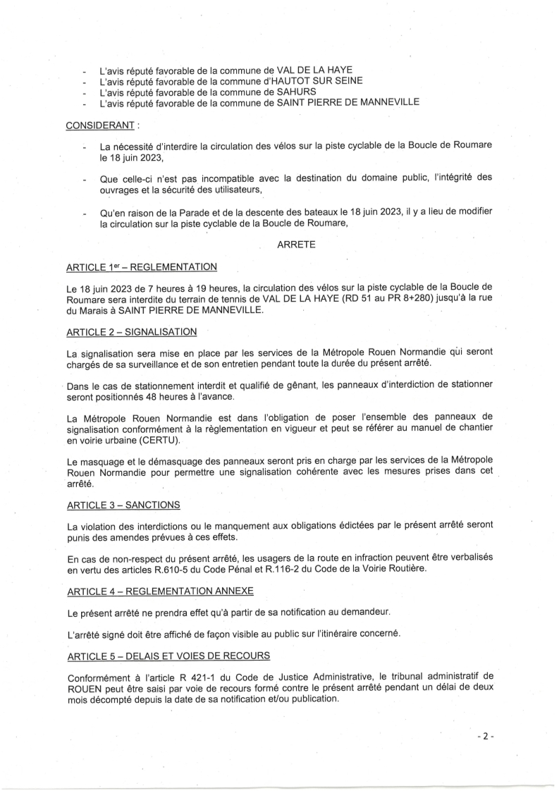 ARMADA 2023 : circulation interdite des vélos sur la piste cyclable